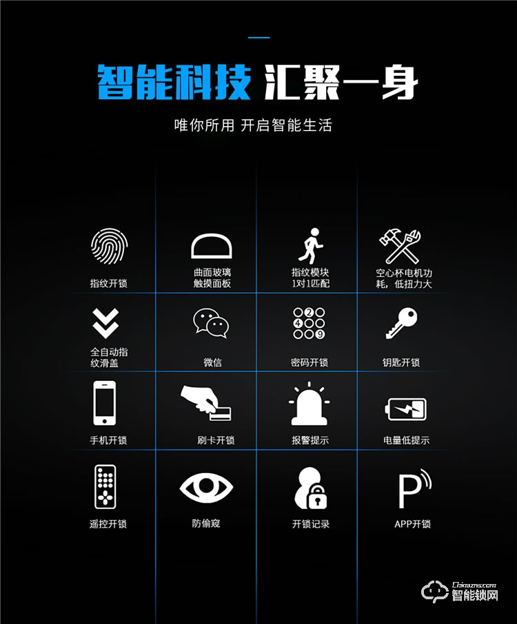 扬子智能锁 Q8家用防盗门推拉式智能门锁