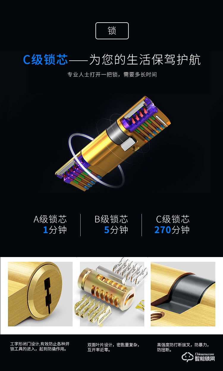 德堡盾指纹锁 DH-771家用防盗门语音电子智能锁