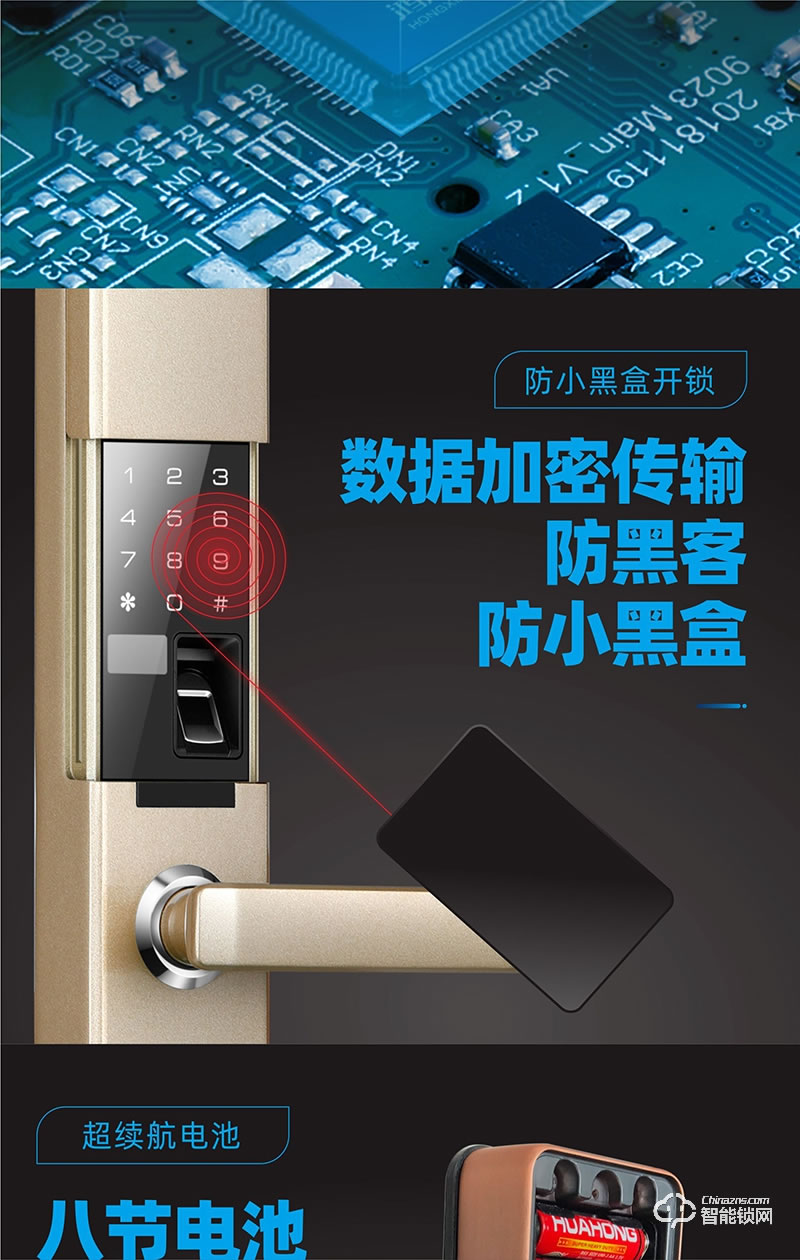 鸿兴福智能锁 H6001滑盖智能指纹锁