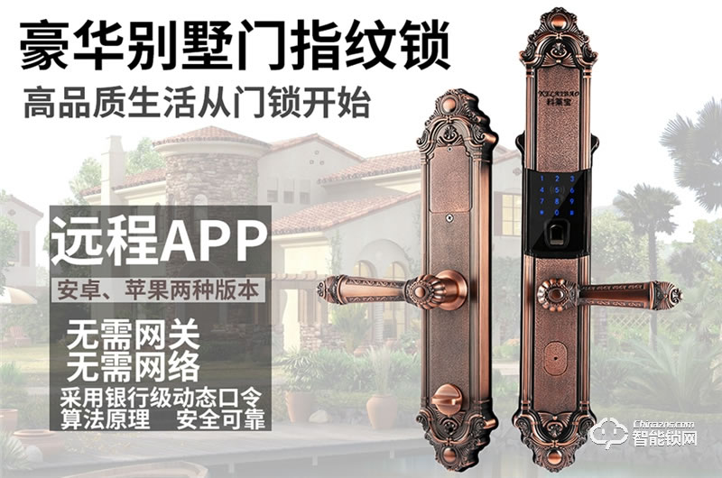 科莱宝智能锁 KLB-9002别墅双开门欧式指纹锁