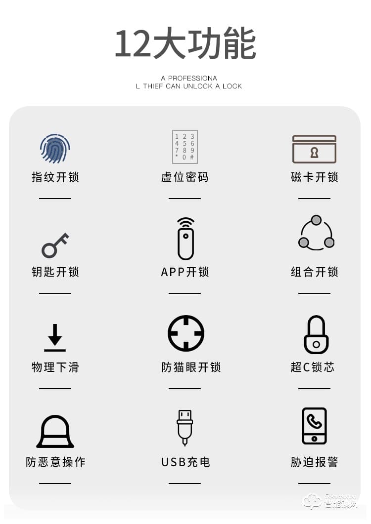 梵帝洛克智能锁A2指纹锁家用智能锁防盗门电子锁密码锁大门APP自