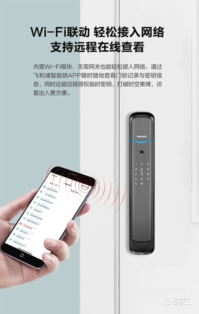 飞利浦智能锁 DDL702EWi-Fi直连推拉式智能锁