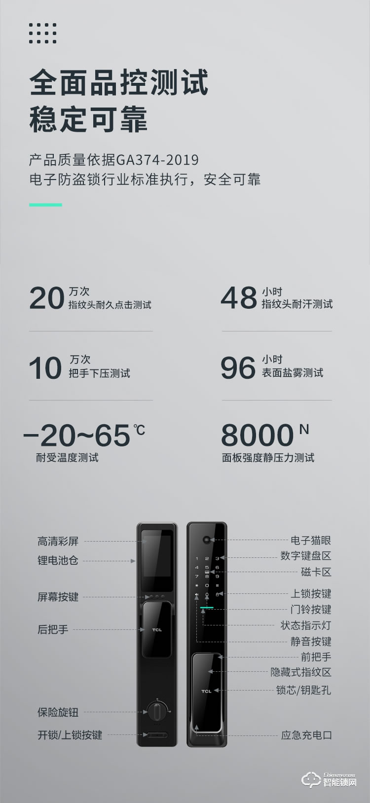 TCL智能锁 K7Q家用防盗门全自动智能锁密码锁