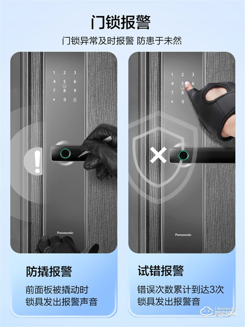 松下指纹锁家用儿童入户防盗门密码磁卡锁
